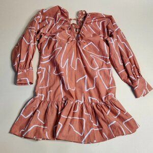 NEW ASOS women’s orange & white abstract print long sleeve mini dress size 10